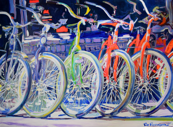 Bicycles in a Row – San Diego, Canvas Giclée by RD Riccoboni