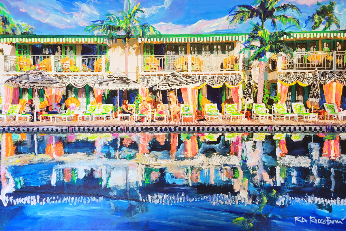 Poolside At The Lafayette San Diego - Signed Art Print by RD Riccoboni