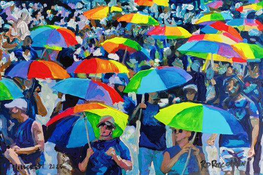 Rainbow Umbrellas - Marching In The Pride Parade - San Diego - Canvas Giclée by Riccoboni - Unframed