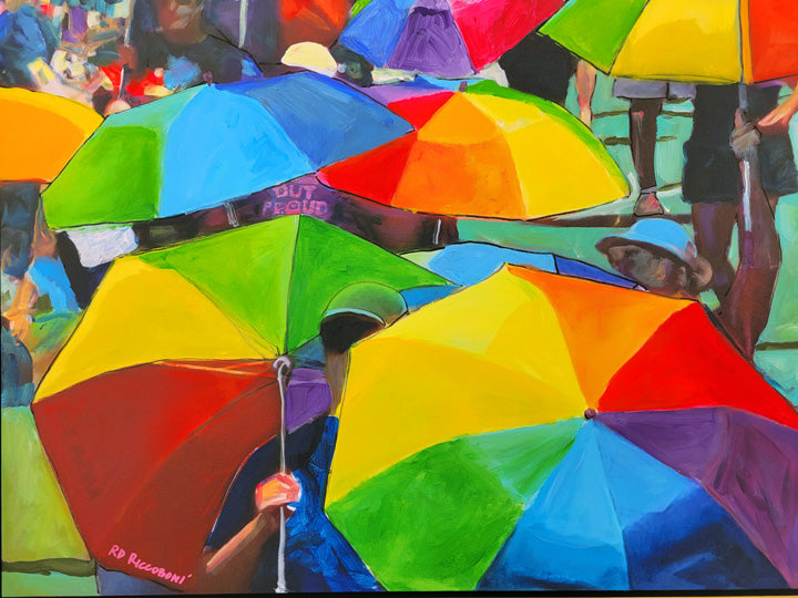 Rainbow Umbrellas at The Pride Parade - San Diego, Signed Art Print by Riccoboni