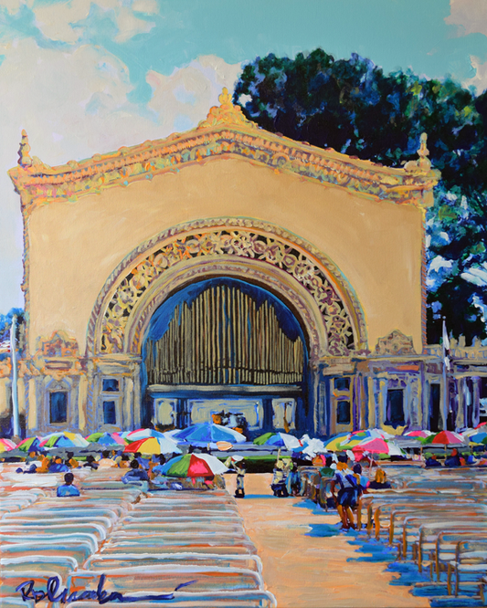Spreckels Pipe Organ Pavilion Balboa Park San Diego - Signed Print by RD Riccoboni