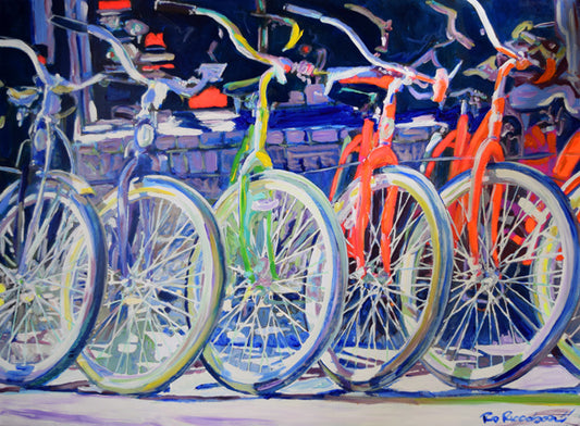 Bicycles in a Row – San Diego, Canvas Giclée by RD Riccoboni