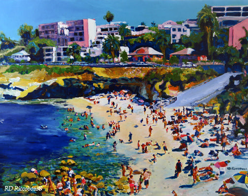 La Jolla Cove and Village - San Diego California Canvas Giclée by Riccoboni
