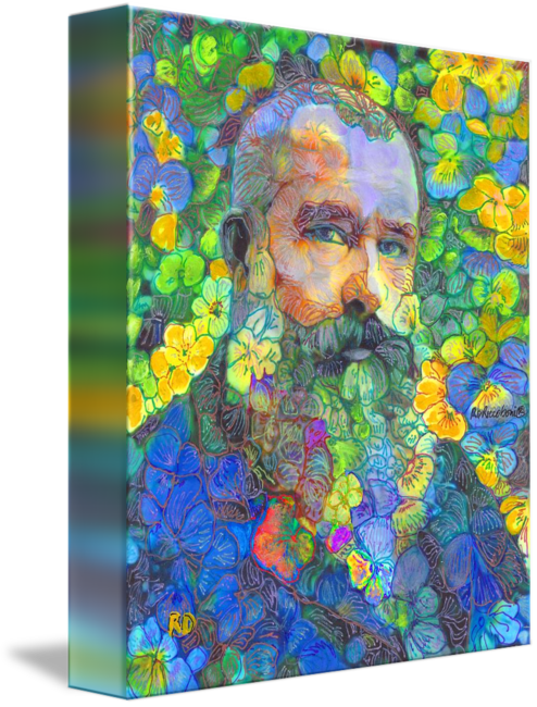 Papa Bear In The Garden - Flower Bear Portrait - Unframed Gallery Wrapped Giclée by Riccoboni